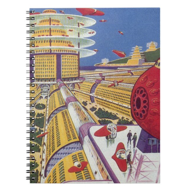Cuaderno Ciencia ficción vintage, ciudad futurista de Nueva (Frente)