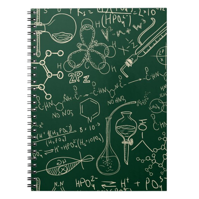 Cuaderno Ciencia, química, patrón de laboratorio vintage (Frente)