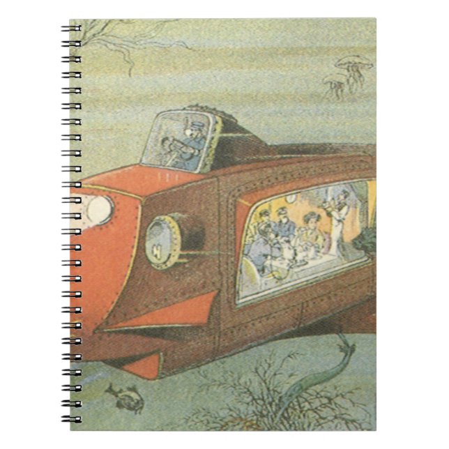 Cuaderno Ciencia vintage ficción submarino Steampunk en el  (Frente)