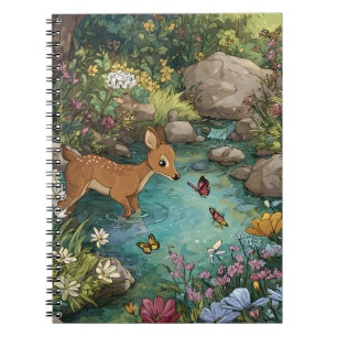 Cuaderno Ciervo Caprichoso en el Estanque del Bosque Encant