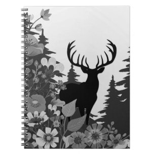 Cuaderno Ciervo con Cuernos Grandes Fuera del Bosque
