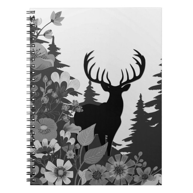 Cuaderno Ciervo con Cuernos Grandes Fuera del Bosque (Frente)