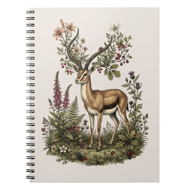 Cuaderno Ciervo con Flor Silvestre  (Frente)