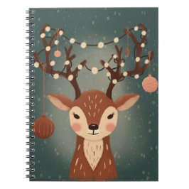 Cuaderno Ciervo de Navidad acogedor con adornos y funda par