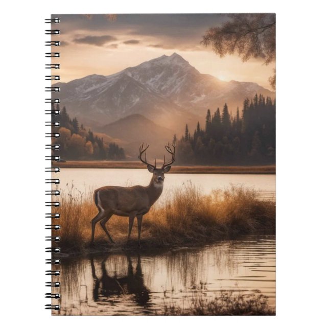 Cuaderno Ciervo enorme en lago de montaña (Frente)