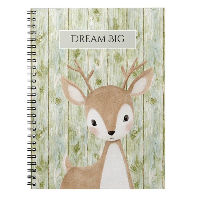 Cuaderno Ciervo Lindo Madera Falsa Verde (Frente)