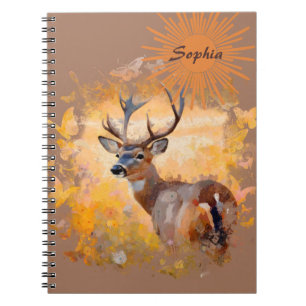 Cuaderno Ciervo Majestuoso en un Campo de Flores Silvestres