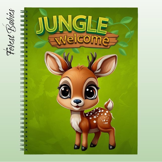 Cuaderno Ciervo Reno Corzo Cervatillo Gráfico de Dibujos An (Cute Deer Notebook, Woodland Wildlife Animal Lover Stationery, Reindeer Graphic Fawn Character Doe🦌)
