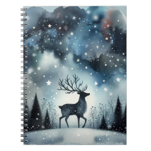 Cuaderno Ciervos Noche Invernal Estrellada
