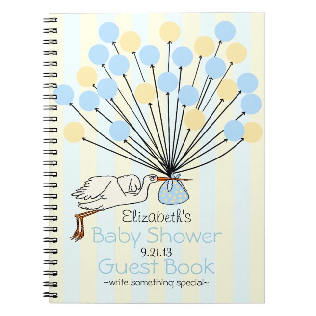Cuaderno Cigüeña y libro de visitas de Baby Shower de los (Frente)