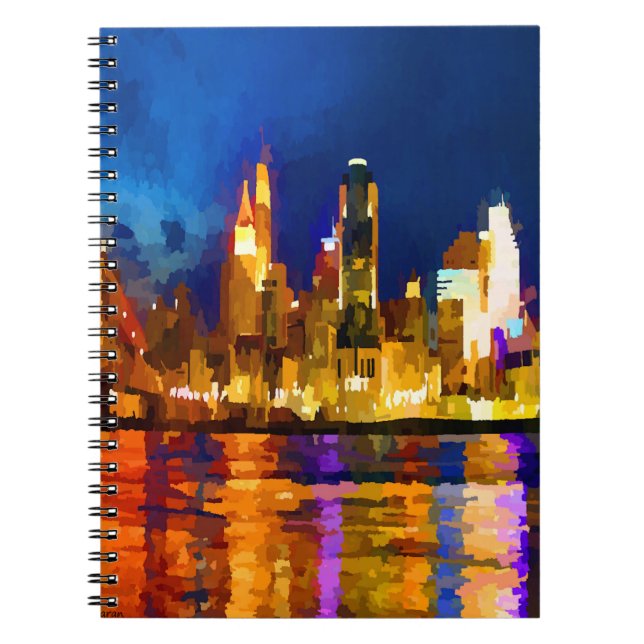 Cuaderno Cincinnati Ohio Skyline de noche (Frente)