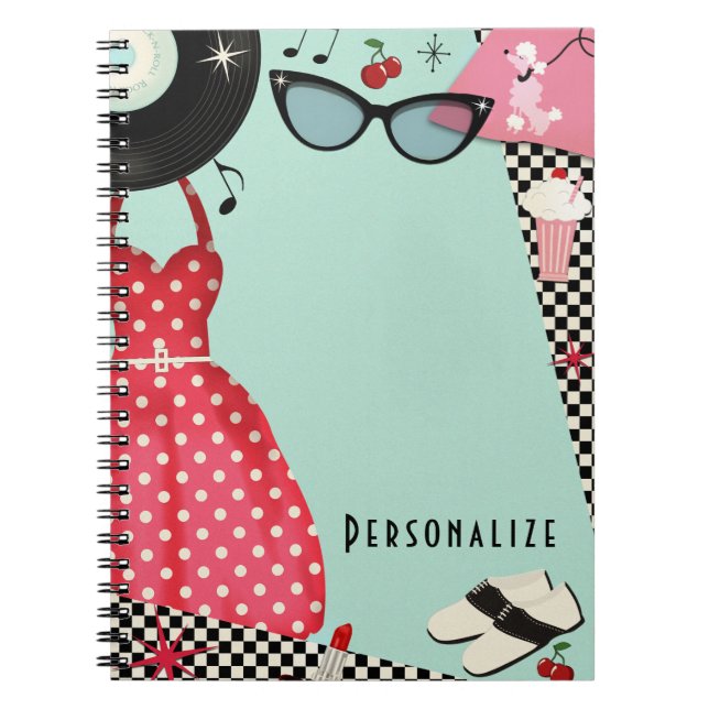 Cuaderno Cincuenta años de 1950 vistieron Chicas retro vint (Frente)