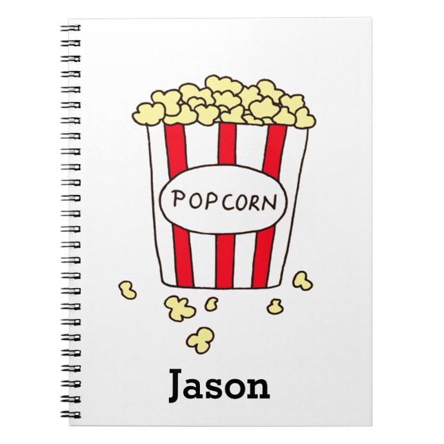 Cuaderno Cine divertido palomitas de maíz en cubo blanco ro (Frente)