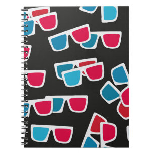 Cuaderno Cine, patrón de gafas 3d, sin costuras.