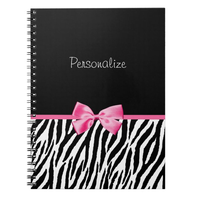 Cuaderno Cinta blanco y negro de moda del rosa del (Frente)