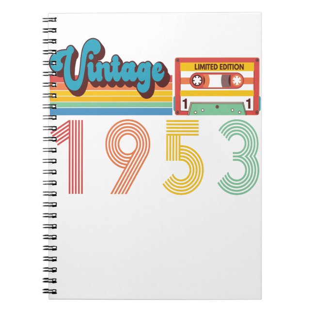 Cuaderno Cinta Cassette Retro 1953 de 68º cumpleaños (Frente)