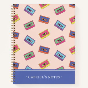 Cuaderno Cinta de audio Retro Neon Añadir su nombre