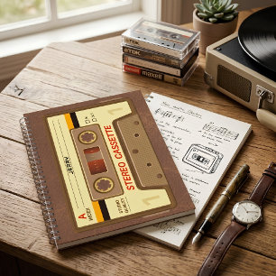 Cuaderno Cinta de casete retro de los 90 con nombre