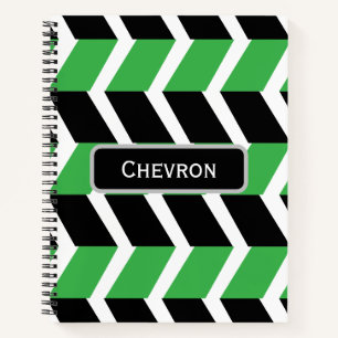 Cuaderno Cinta de Chevron Verde Negro Personalizada