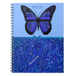 Cuaderno Cinta de conciencia azul de ME/CFS y mariposa