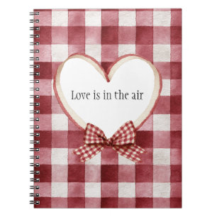 Cuaderno Cinta de Corazón Rojo Burgundy Blanco Amor