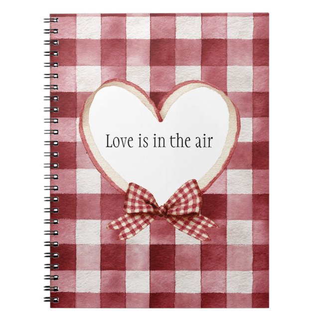 Cuaderno Cinta de Corazón Rojo Burgundy Blanco Amor (Frente)
