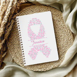 Cuaderno Cinta de la tipografía personalizada del cáncer de