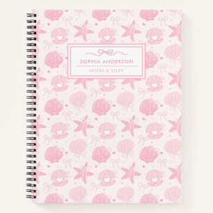 Cuaderno Cinta de perla coqueta rosa sonrosado y personaliz