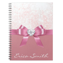 Cuaderno Cinta De Snowflake Y Diamante De Purpurina Rosa