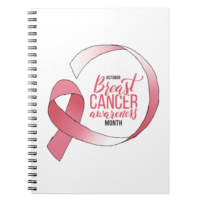 Cuaderno Cinta rosa de cáncer de mama dibujando Mes de BCA (Frente)