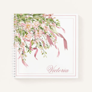 Cuaderno Cinta rosa personalizada Verdor nombre elegante