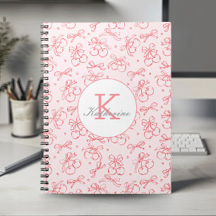 Cuaderno Cinta Rosa Roja Cereza Nombre Personalizado Coquet