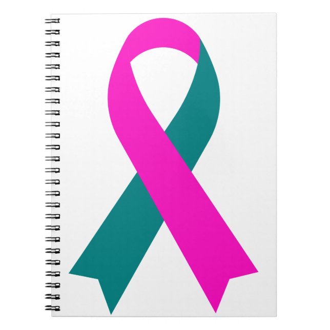 Cuaderno Cinta rosa y Verde azulada BRCA 1 y 2 hereditaria (Frente)