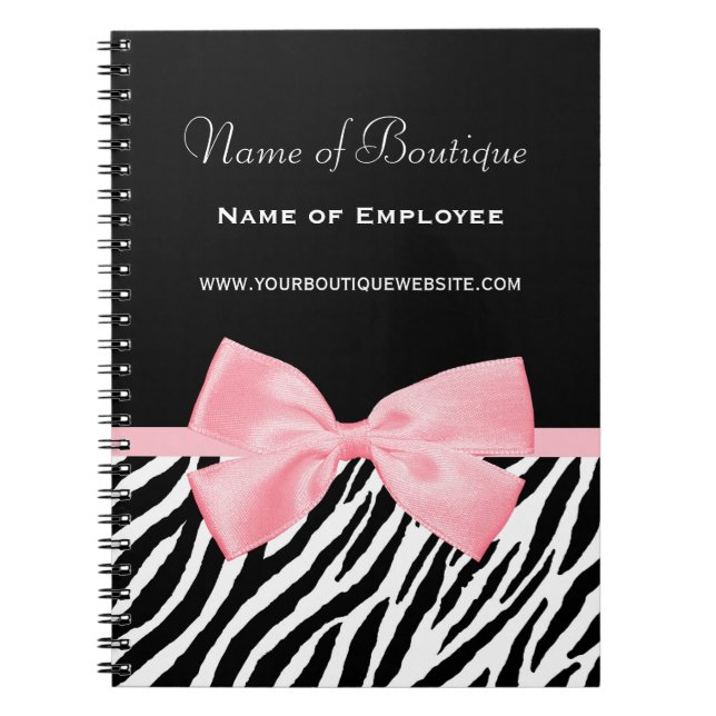 Cuaderno Cinta rosada verdadera del estampado de zebra de (Frente)