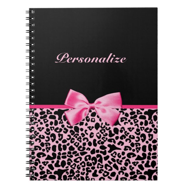 Cuaderno Cinta rosada y negra de moda de las rosas fuertes (Frente)
