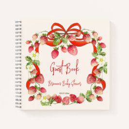 Cuaderno Cintas de fresa con arco de bebé ducha invitado