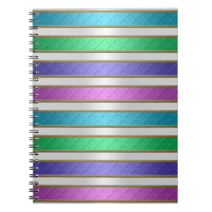 Cuaderno Cintas multicolores rayas en rosa azul morado