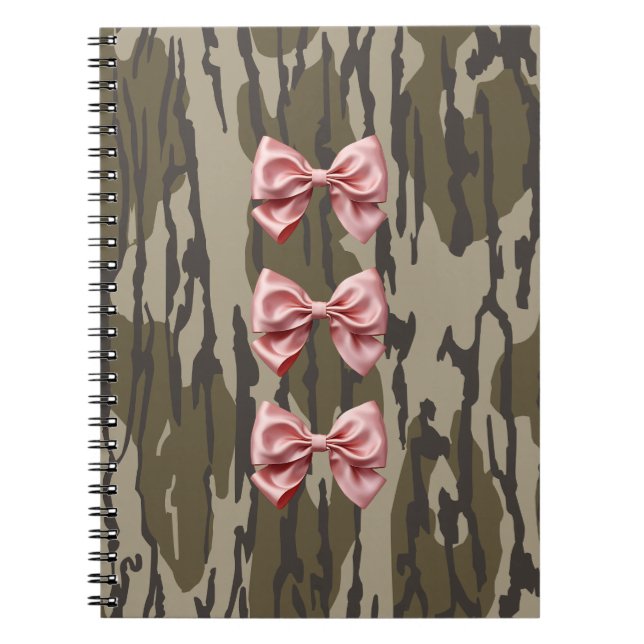 Cuaderno Cintas y cerdas rosadas de camo estéticas en el in (Frente)