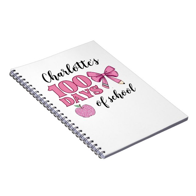 Cuaderno Cinturón de lápiz rosa de 100 días de escuela para (Lado Derecho)