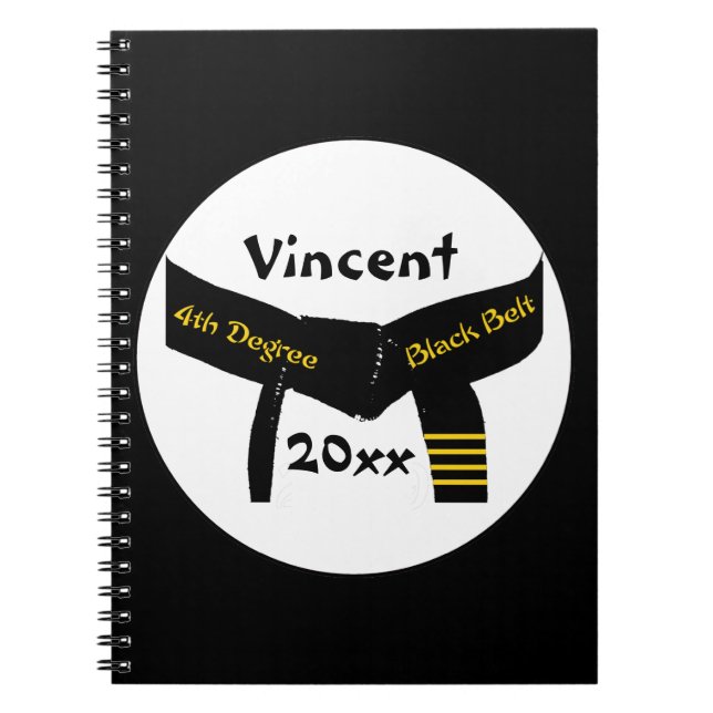 Cuaderno Cinturón negro de cuarto grado de artes marciales (Frente)