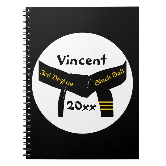 Cuaderno Cinturón negro de tercer grado de artes marciales (Frente)