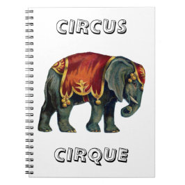 Cuaderno Circo vintage que realiza circo elefante,