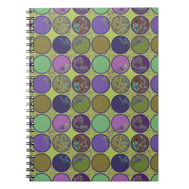Cuaderno Círculo abstracto verde púrpura (Frente)