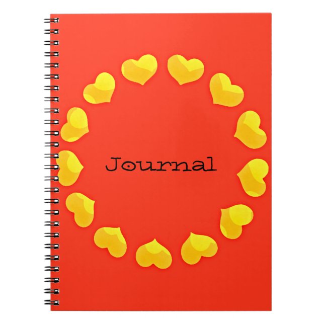 Cuaderno Círculo de corazones Naranja Boletín amarillo (Frente)