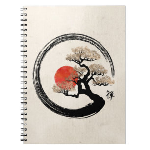 Cuaderno Círculo de Enso y árbol de los bonsais en lona