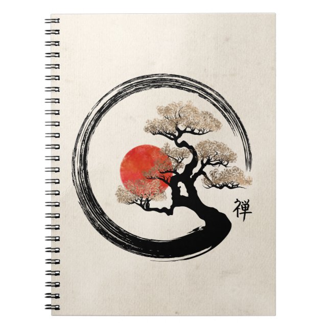 Cuaderno Círculo de Enso y árbol de los bonsais en lona (Frente)