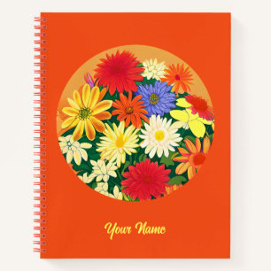Cuaderno Círculo de flores, margaritas de colores y astros