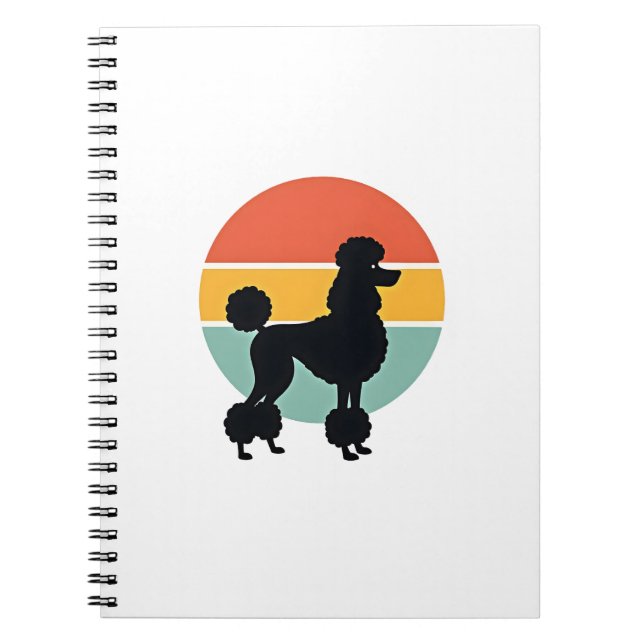 Cuaderno Círculo de silueta de perro retro puesta de sol po (Frente)