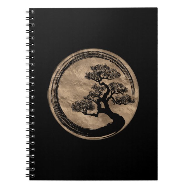 Cuaderno Círculo del zen de Enso y oro del árbol de los (Frente)