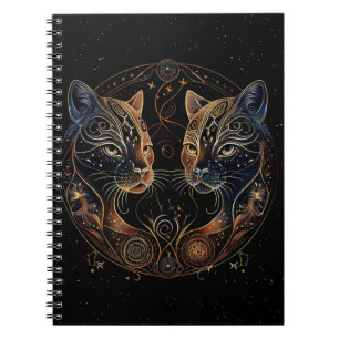Cuaderno Círculo felino artístico de gatos gemelos